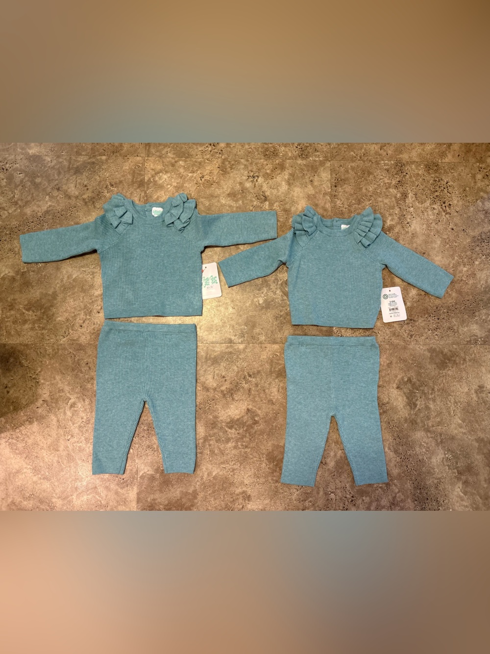 Wonder Nation Matching Sets - Teal Ribbed Knit Top & Leggings
